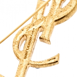 Pre Owned Yves Saint Laurent Gold Plated Opyum YSL Crocodile Pin Brooch