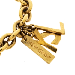 Yves Saint Laurent Rive Gauche Multi-charm Two Tone Chain Link Bracelet