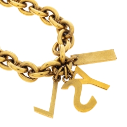 Yves Saint Laurent Rive Gauche Multi-charm Two Tone Chain Link Bracelet