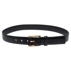 Yves Saint Laurent Black Leather Y Buckle Belt 70CM Yves Saint Laurent