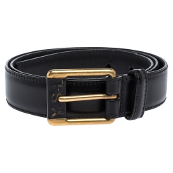 Pre Owned Yves Saint Laurent Black Leather Belt 90CM