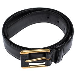 Pre Owned Yves Saint Laurent Black Leather Belt 90CM