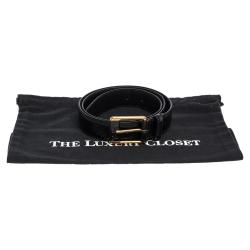 Pre Owned Yves Saint Laurent Black Leather Belt 90CM