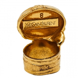 Pre Owned Yves Saint Laurent Blue Glass Cabochon Arty Ring Size EU 57