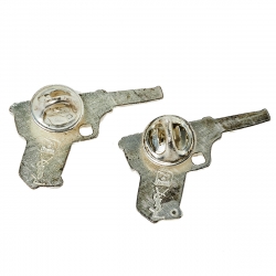 Pre Owned Yves Saint Laurent Vintage Silver Tone Crystal Pair of Gun Brooches