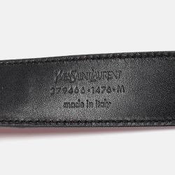 Pre Owned Yves Saint Laurent Red/Black Leather Monogram Reversible Waist Belt M