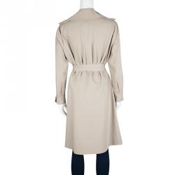 Pre Owned Yves Saint Laurent Beige Wool Belted Trench Coat L