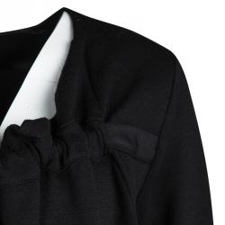 مملوكة مسبقًا فستان إيف سان لوران هايفر '09 تريكو أسود بطيات وربطة عنق أكمام طويلة L