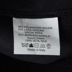 مملوكة مسبقًا فستان إيف سان لوران هايفر '09 تريكو أسود بطيات وربطة عنق أكمام طويلة L