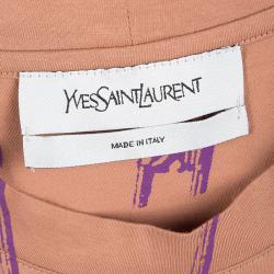 Pre Owned Yves Saint Laurent Paris Brown Safety Pin Printed Sleeveless T-Shirt Dress S