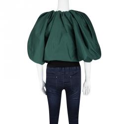 Yves Saint Laurent Paris Dark Green Front Open Ruffled Bolero Jacket S