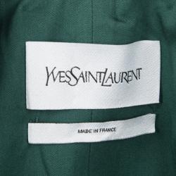 Yves Saint Laurent Paris Dark Green Front Open Ruffled Bolero Jacket S