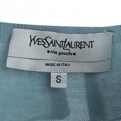 Pre Owned Yves Saint Laurent Powder Blue Wool Ruffle Trim Long Sleeve Sweater S