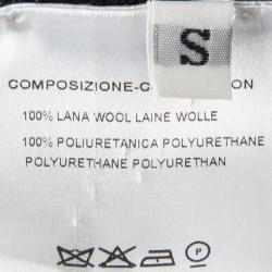 Pre Owned Yves Saint Laurent Black Rib Knit Faux Leather Trim Sleeveless Wool Dress S