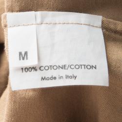 Pre Owned Yves Saint Laurent Paris Brown Flock Print Detail Sleeveless Top M