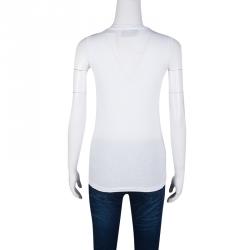 Pre Owned Yves Saint Laurent Monochrome Flock Logo Print Sleeveless T-Shirt S