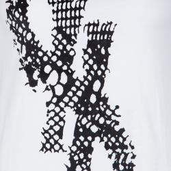 Pre Owned Yves Saint Laurent Monochrome Flock Logo Print Sleeveless T-Shirt S