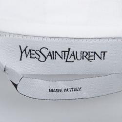 Pre Owned Yves Saint Laurent Monochrome Flock Logo Print Sleeveless T-Shirt S