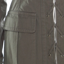 Pre Owned Saint Laurent Paris Khaki Green Cotton Lace Up Detail Safari Jacket M