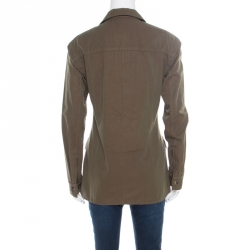 Pre Owned Saint Laurent Paris Khaki Green Cotton Lace Up Detail Safari Jacket M