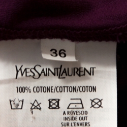 Pre Owned Yves Saint Laurent Purple Cassandre Logo Applique Cotton T-Shirt S