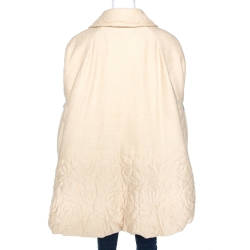 Pre Owned Yves Saint Laurent Variation Vintage Cream Silk Blend Coat L