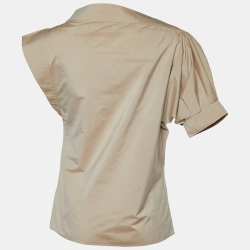 Yves Saint Laurent Beige Silk Puff Sleeve Top M