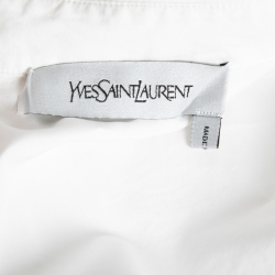 Yves Saint Laurent White Cotton Ruched Sleeve Button Front Shirt S