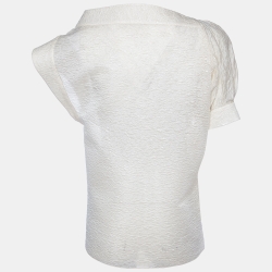 Pre Owned Yves Saint Laurent New Vintage II Cream Crushed Silk Asymmetric Top M