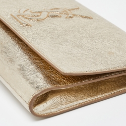 Pre Owned Yves Saint Laurent Gold Leather Belle De Jour Flap Clutch