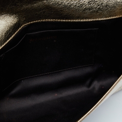 Pre Owned Yves Saint Laurent Gold Leather Belle De Jour Flap Clutch