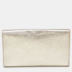 Pre Owned Yves Saint Laurent Gold Leather Belle De Jour Flap Clutch