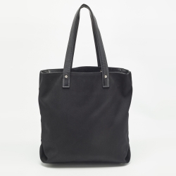 Pre Owned Yves Saint Laurent Black Canvas and Leather Logo Patch Tote