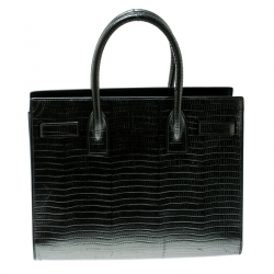 Saint Laurent Metallic Lizard Embossed Leather Baby Classic Sac De Jour Top Handle Bag
