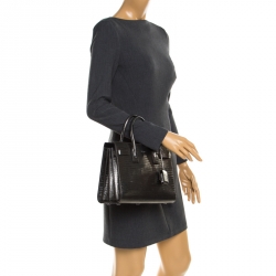 Saint Laurent Metallic Lizard Embossed Leather Baby Classic Sac De Jour Top Handle Bag