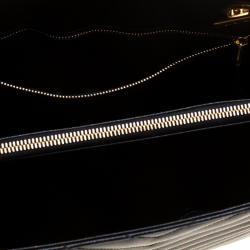 Pre Owned Saint Laurent Paris Black Chevron Leather Classic Monogram Shopping Tote