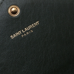 Pre Owned Saint Laurent Green Matelasse Leather Flap Wallet