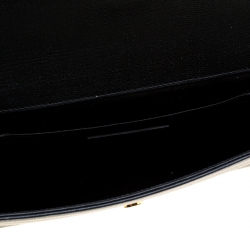 Pre Owned حقيبة كلتش سان لوران شيك كبيرة جلد سوداء
