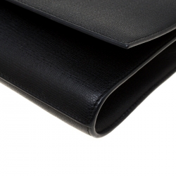 Pre Owned حقيبة كلتش سان لوران شيك كبيرة جلد سوداء