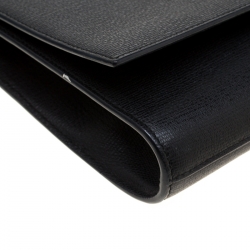 Pre Owned حقيبة كلتش سان لوران شيك كبيرة جلد سوداء