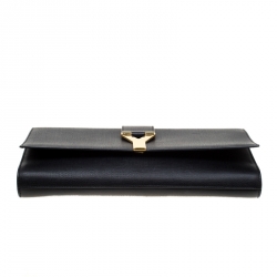 Pre Owned حقيبة كلتش سان لوران شيك كبيرة جلد سوداء