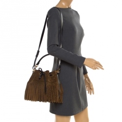 مملوكة مسبقًا حقيبة سان لوران باريس باكت شراشيب امانويل سويدي طباعة فهد بنية