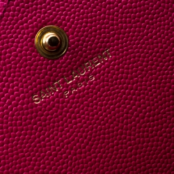 Pre Owned Saint Laurent Fuchsia Leather Monogram Envelope Wallet-On-Chain