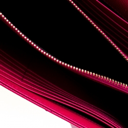 Pre Owned Saint Laurent Fuchsia Leather Monogram Envelope Wallet-On-Chain