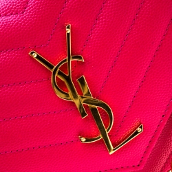Pre Owned Saint Laurent Fuchsia Leather Monogram Envelope Wallet-On-Chain