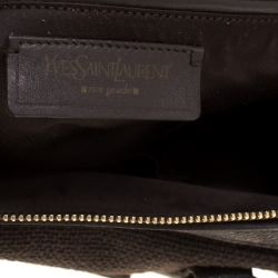 Pre Owned Saint Laurent Brown Canvas and Leather Trim Satchel