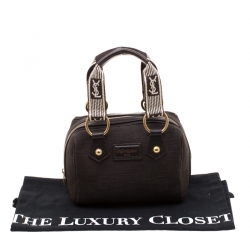 Pre Owned Saint Laurent Brown Canvas and Leather Trim Satchel
