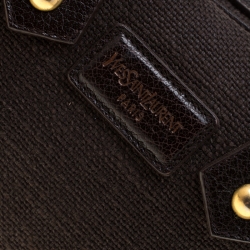 Pre Owned Saint Laurent Brown Canvas and Leather Trim Satchel
