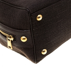 Pre Owned Saint Laurent Brown Canvas and Leather Trim Satchel