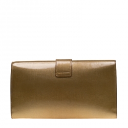 Pre Owned حقيبة كلتش سان لوران باريس Y-ليغن جلد لامع ذهبية